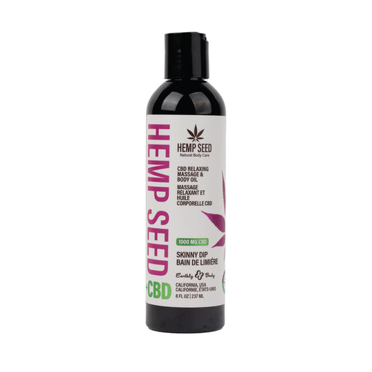 Earthly Body Hemp Seed CBD Relaxing Massage and Body Oil Skinny Dip 8 oz. by Earthly Body