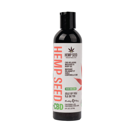 Earthly Body Hemp Seed CBD Relaxing Massage and Body Oil Isle of You 8 oz. by Earthly Body