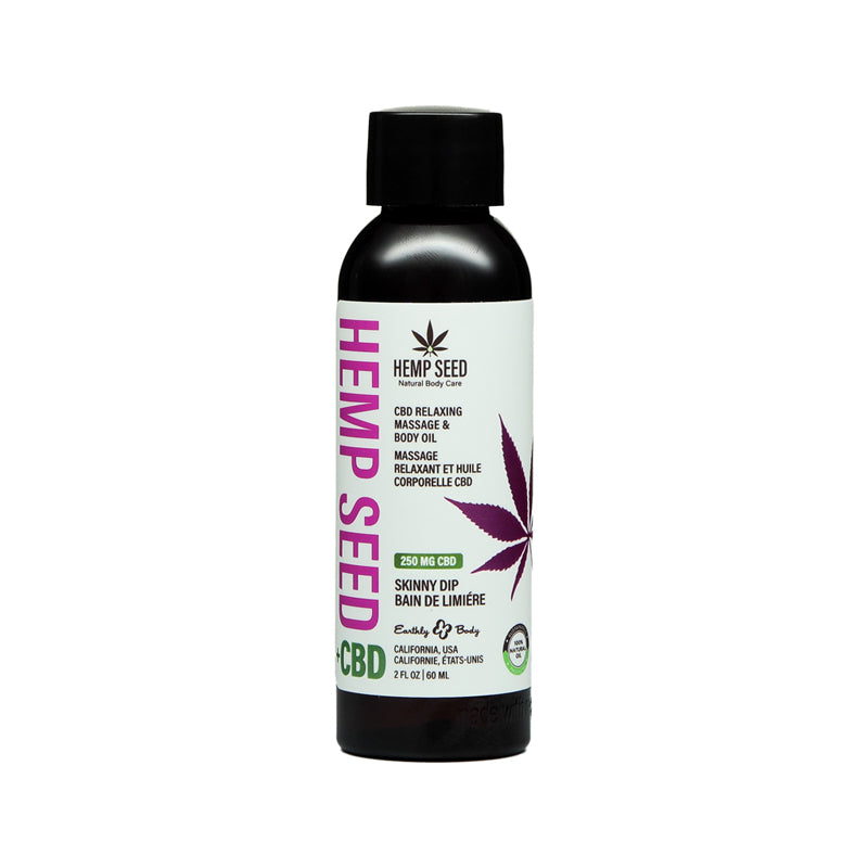Earthly Body Hemp Seed CBD Relaxing Massage and Body Oil Skinny Dip 2 oz.