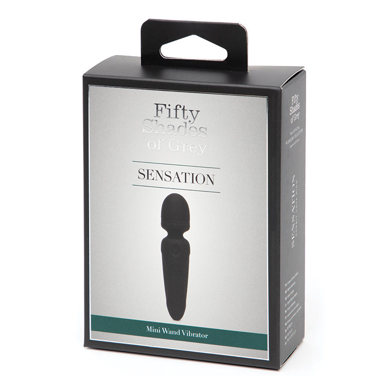 Fifty Shades of Grey Sensation Rechargeable Silicone Mini Wand Vibrator Black by LoveHoney