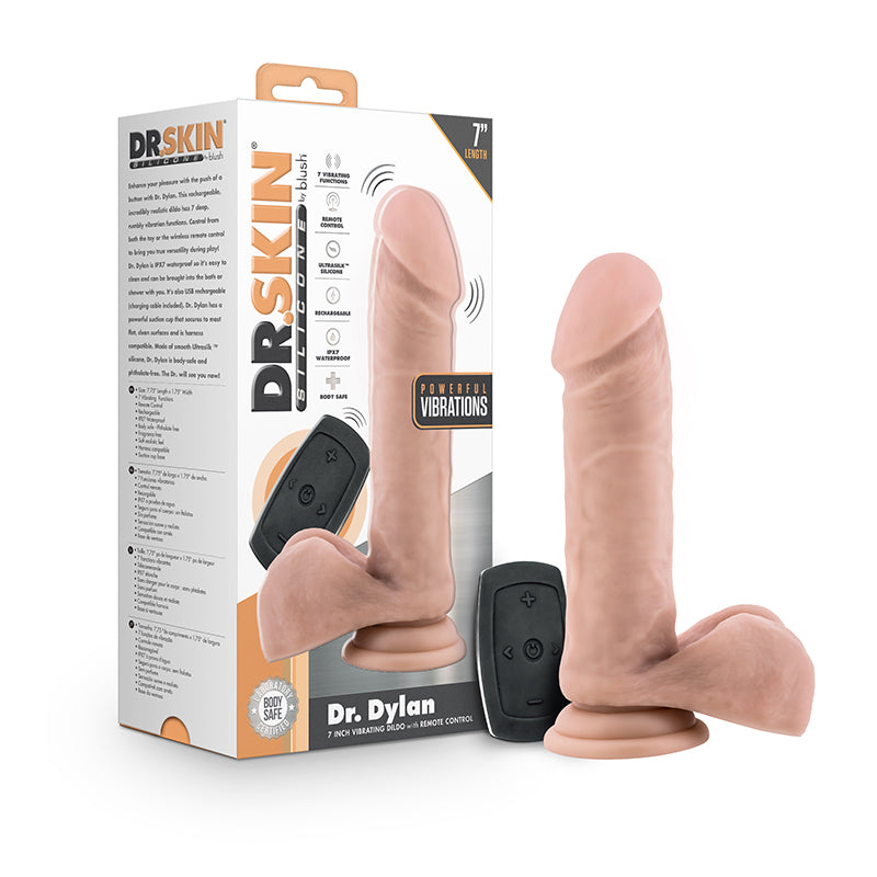 Blush Dr. Skin Dr. Dylan 7.5 in. Vibrating Dildo with Balls Beige by Blush