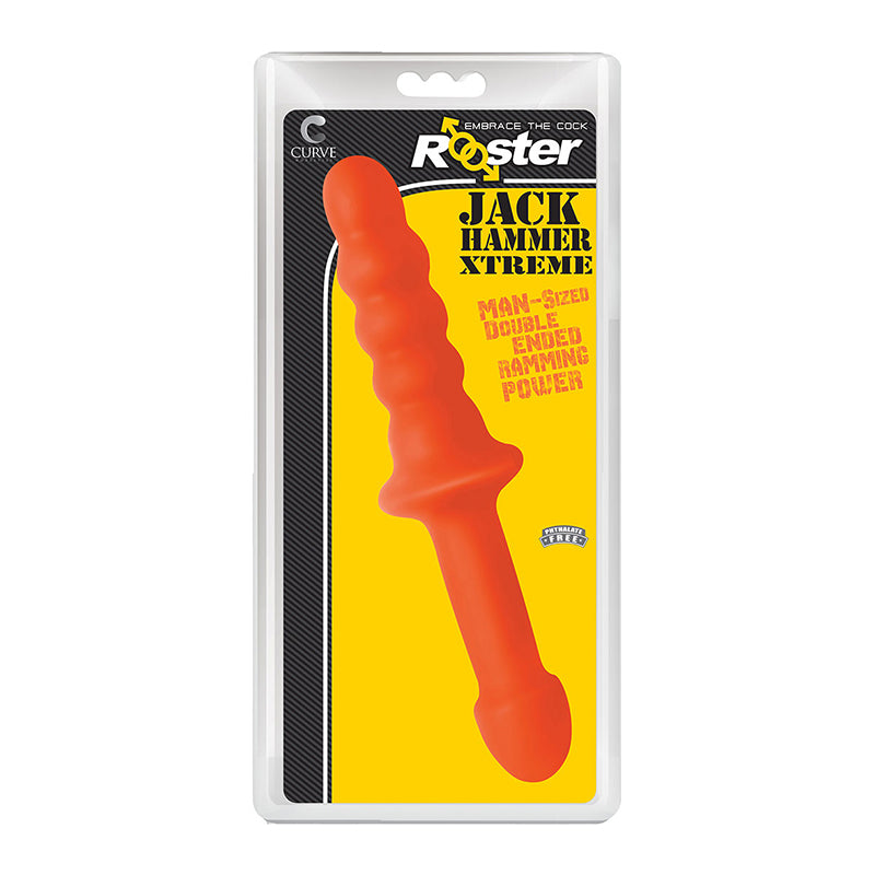 Curve Toys Rooster Jackhammer XL 11.5 in. Rippled Dildo with Insertable Handle Orange by XR llc DBA Curve