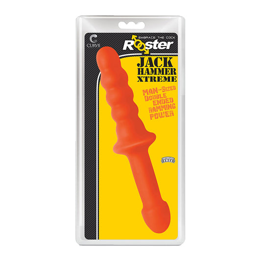 Curve Toys Rooster Jackhammer XL 11.5 in. Rippled Dildo with Insertable Handle Orange by XR llc DBA Curve