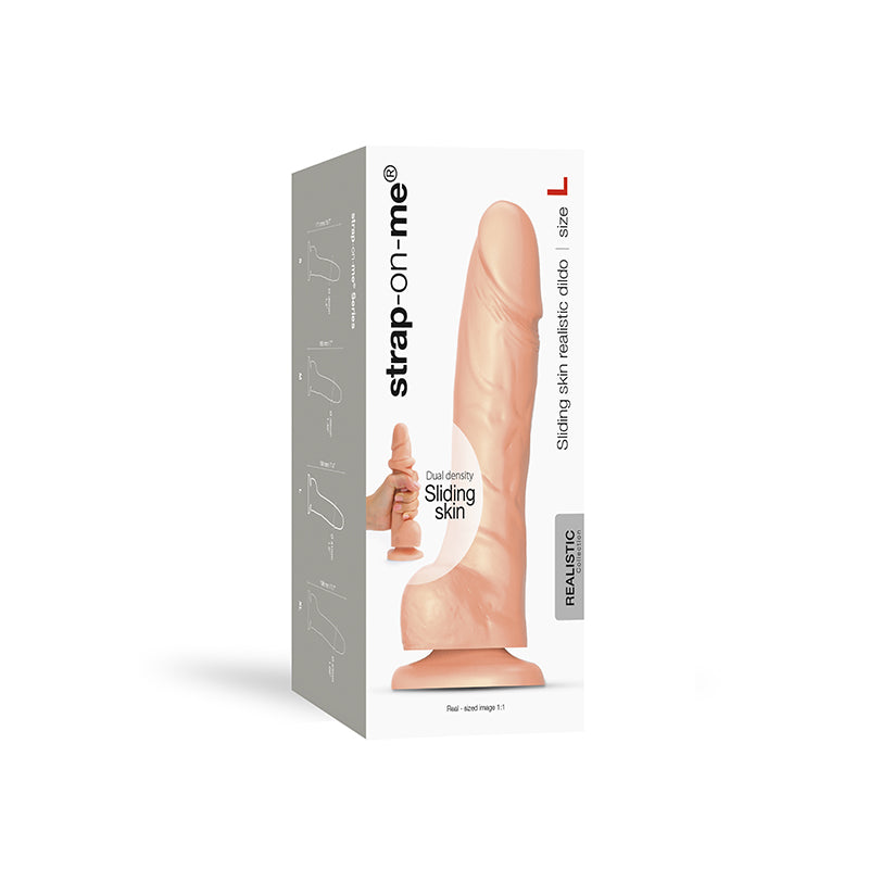 Strap-On-Me Realistic Collection Sliding Skin Dual-Density Silicone Dildo Vanilla L by Lovely Planet USA