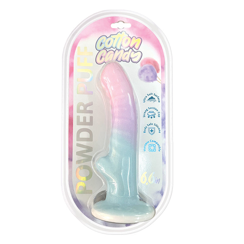 Cotton Candy Powder Puff 6.6 in. Silicone/TPE Dildo by Hott Products Unlimited