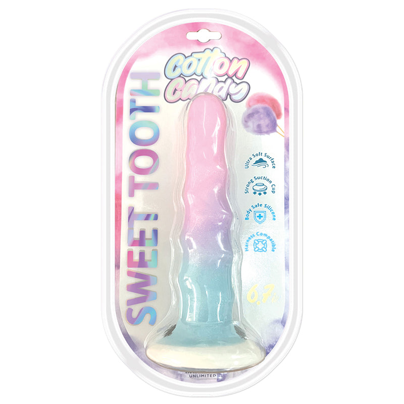 Cotton Candy Sweet Tooth 6.7 in. Silicone/TPE Dildo by Hott Products Unlimited