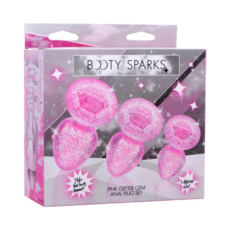 Booty Sparks Glitter Gem Anal Plug Set Pink by XR LLC