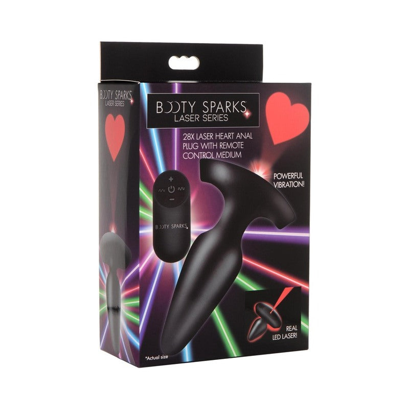 Booty Sparks Laser Heart Anal Plug with Remote M by XR Consignment