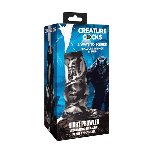 Creature Cocks Night Prowler Squirting Silicone Penis Enhancer Silver by XR LLC