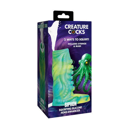 Creature Cocks Siphon Tentacle Squirting Silicone Penis Enhancer Green by XR LLC