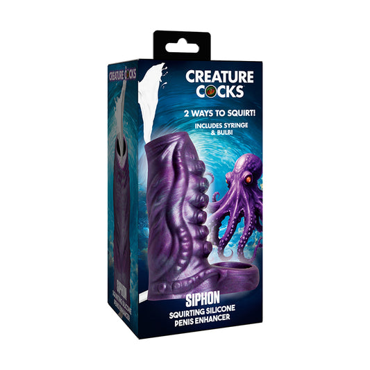 Creature Cocks Siphon Tentacle Squirting Silicone Penis Enhancer Purple by XR LLC