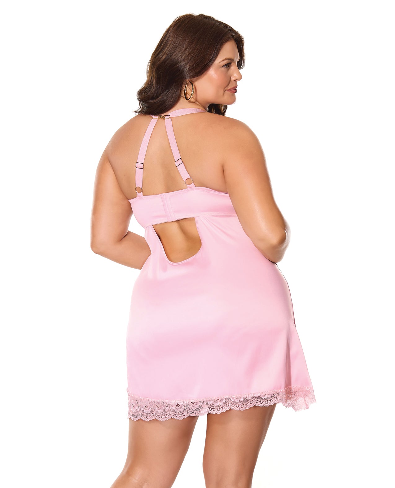 Kissed by Satin Underwire Chemise - Pink 1X/2X by Coquette