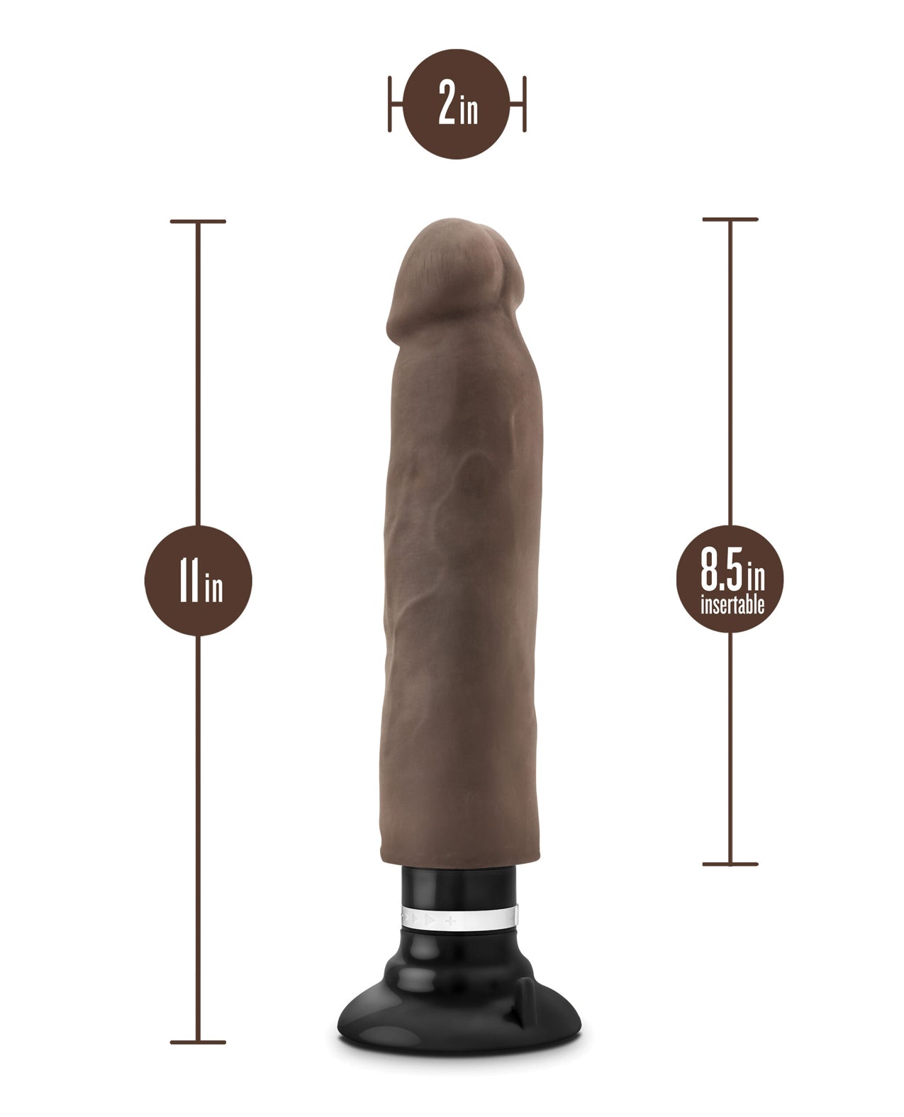 Blush Au Naturel 11" Sensa Feel Magnum Vibrating Dong - Chocolate by Au Naturel