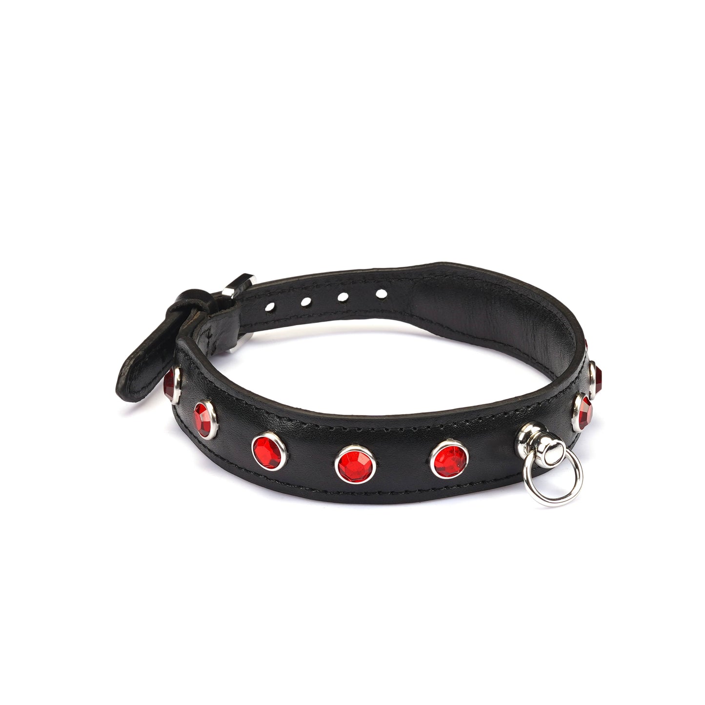 Liebe Seele Premium Leather Choker with Diamonds Black