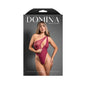 Fantasy Lingerie Domina Crotchless One-Shoulder Teddy with Asymmetrical Front Zipper Berry L/XL by Fantasy Lingerie