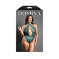 Fantasy Lingerie Domina Keyhole Halter Teddy with Detachable Chain-Link Leash Pine Green Queen Size by Fantasy Lingerie