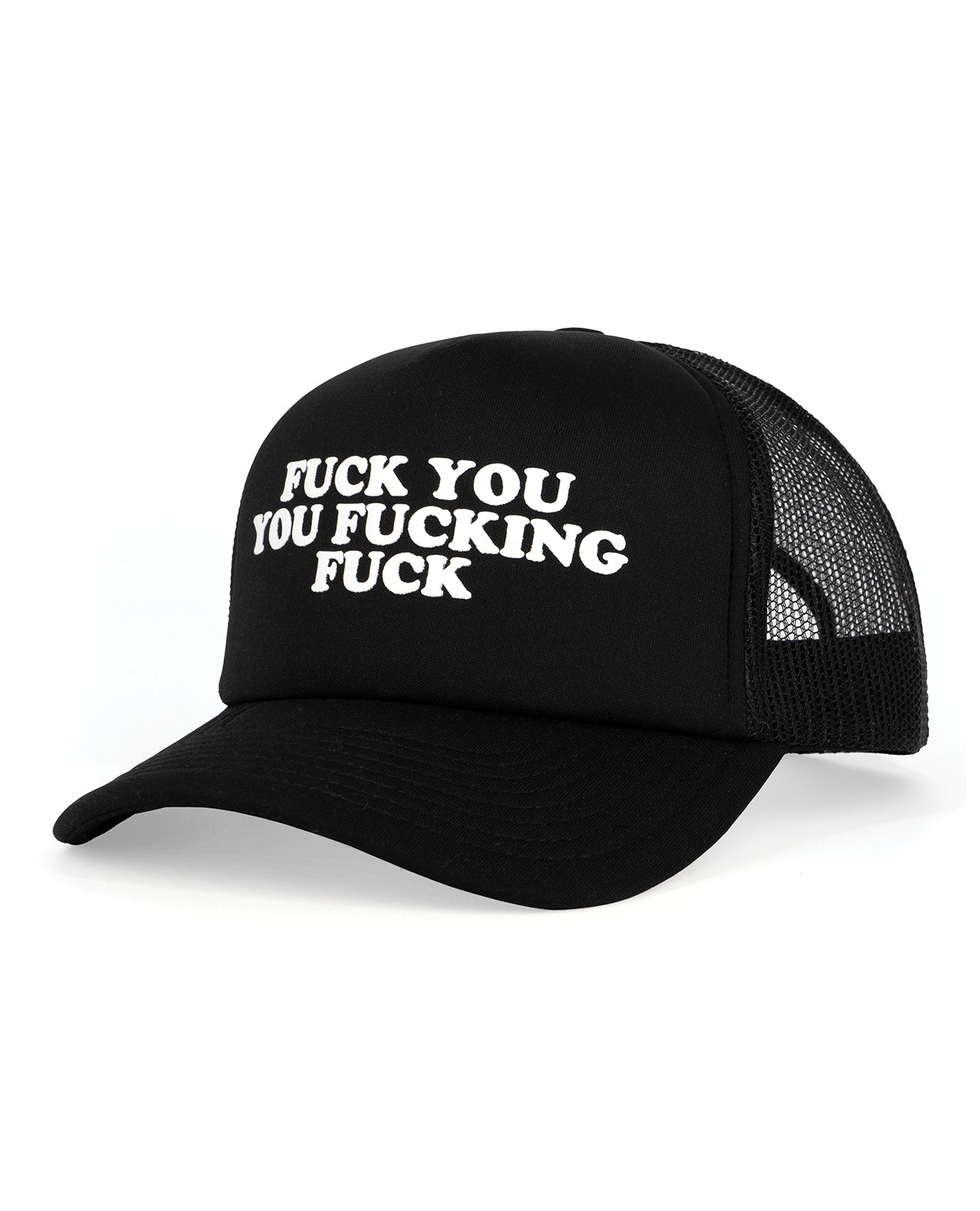 Wood Rocket Fuck You You Fucking Fuck Trucker Hat - Black by Wood Rocket