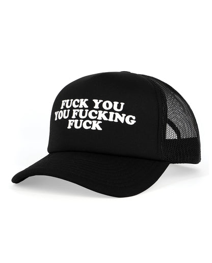 Wood Rocket Fuck You You Fucking Fuck Trucker Hat - Black by Wood Rocket