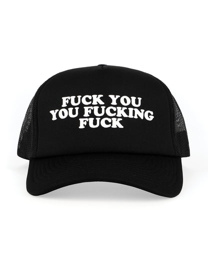 Wood Rocket Fuck You You Fucking Fuck Trucker Hat - Black by Wood Rocket