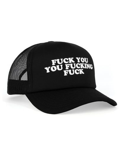 Wood Rocket Fuck You You Fucking Fuck Trucker Hat - Black by Wood Rocket