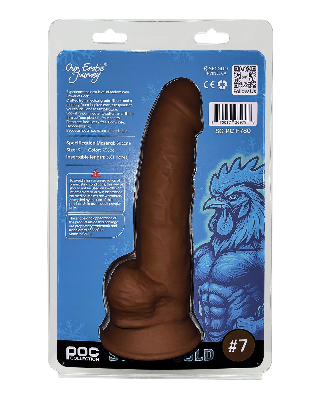 Power of Cock 9" Dildo - Brown by Power of Cock