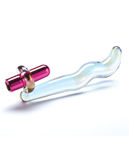 Cristal Twilight Glow Glass Dildo w/Clitoral Vibrator by Cristal
