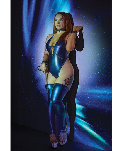 Darque Midnight Wet Look Teddy - Blue QN by Darque