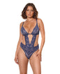 Twilight Fever Underwire Lace Teddy - Navy MD