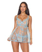 Blue Blossom Underwire Babydoll w/G-String - Blue SM