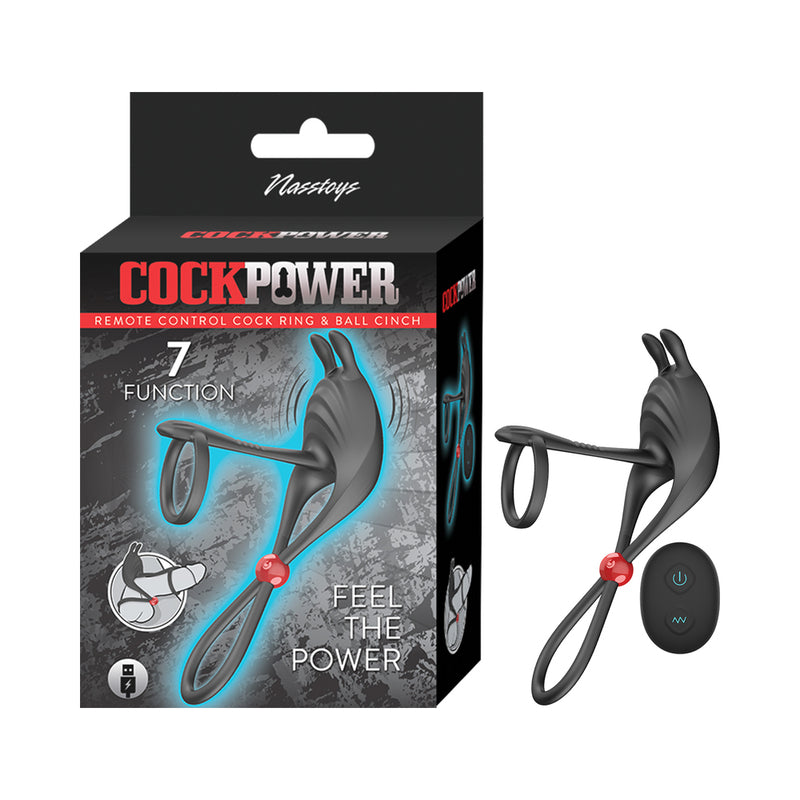 Cockpower Remote Control Cock Ring & Ball Cinch Black by Nasstoys