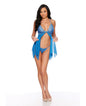 Lace & Mesh Flyaway Baby Doll w/G-String - Cobalt Blue LG by Escante