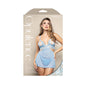 Fantasy Lingerie Opulence Split Pearl Cup Bralette, Detachable Skirt & Adjustable Pearl G-String Light Blue L/XL by Fantasy Lingerie