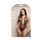 Fantasy Lingerie Opulence Crotchless Pearl Plunge Halter Teddy with Adjustable Pearl G-String Chocolate Queen Size by Fantasy Lingerie