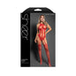 Fantasy Lingerie Sheer Stripped Down Halter Teddy Bodystocking with Cut-Out Back Red O/S