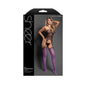 Fantasy Lingerie Sheer No Comparison Halter Bodystocking & G-String Black/Purple O/S