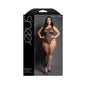 Fantasy Lingerie Sheer Killin' It Asymmetrical Footless Bodystocking Black Queen Size by Fantasy Lingerie