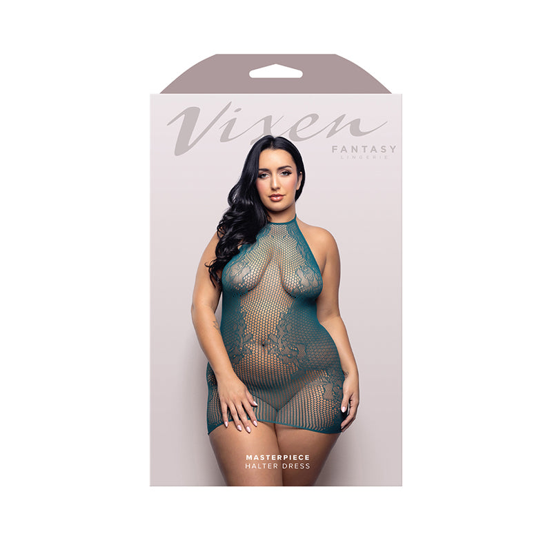 Fantasy Lingerie Vixen Masterpiece Halter Tie Dress Dark Teal Queen Size by Fantasy Lingerie