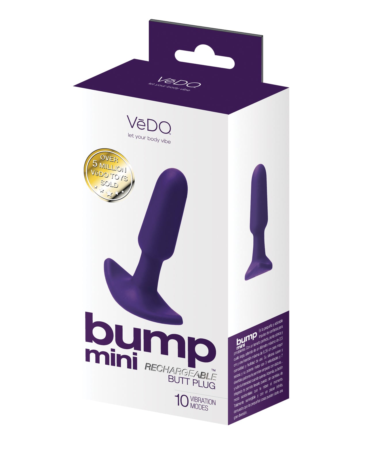 VeDO Bump Mini Rechargeable Anal Plug - Purple by VeDO