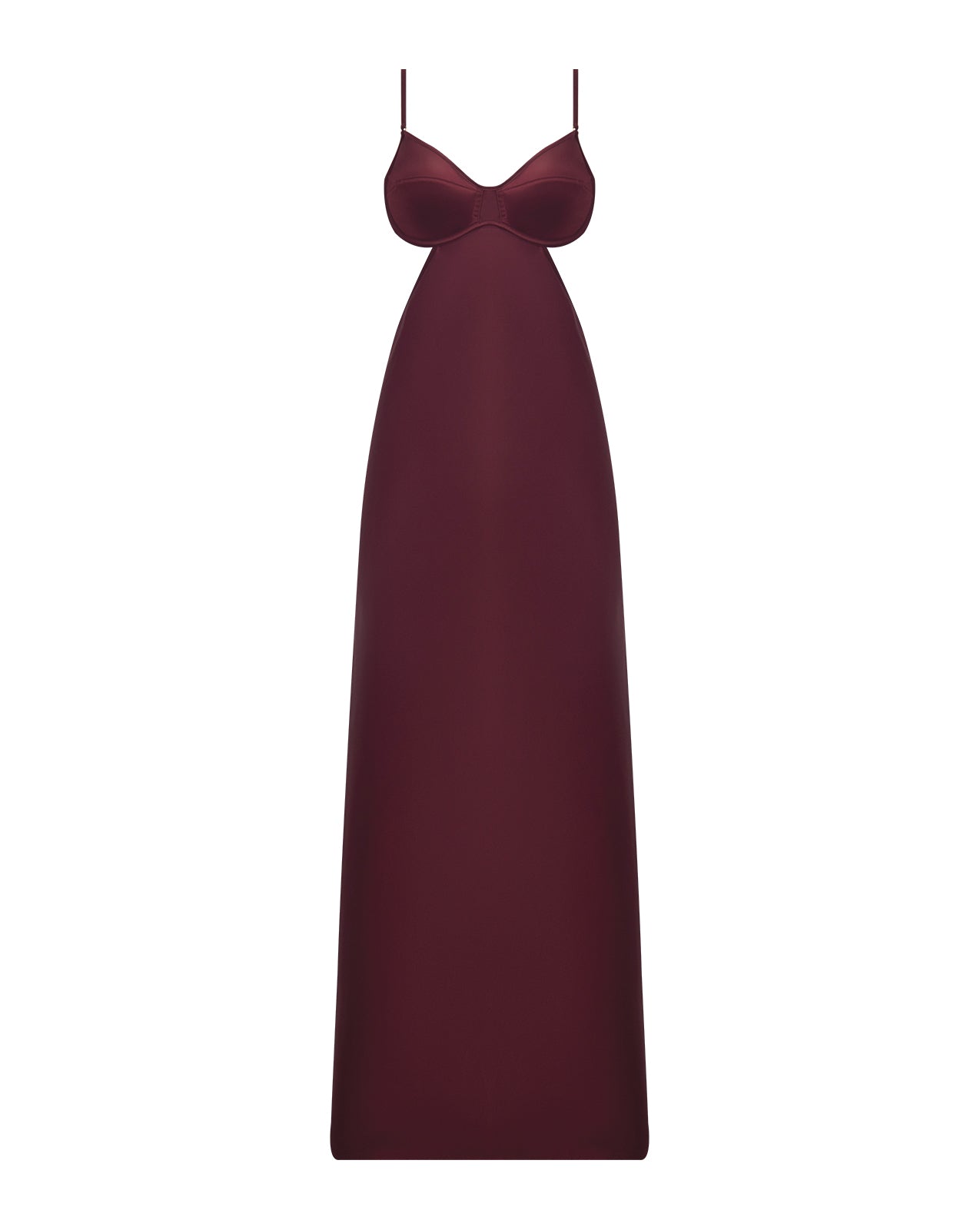 Brigeta Satin Cut Out Long Dress - Burgundy MD by House of Desire