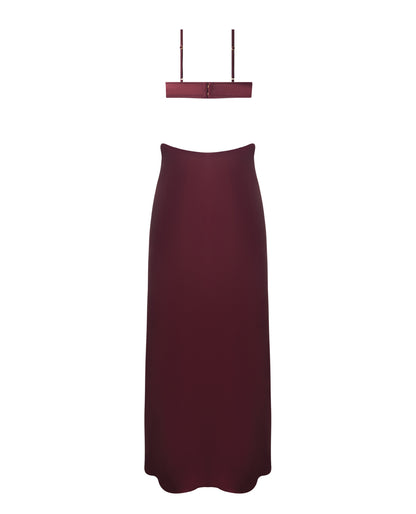 Brigeta Satin Cut Out Long Dress - Burgundy 3X/4X by House of Desire