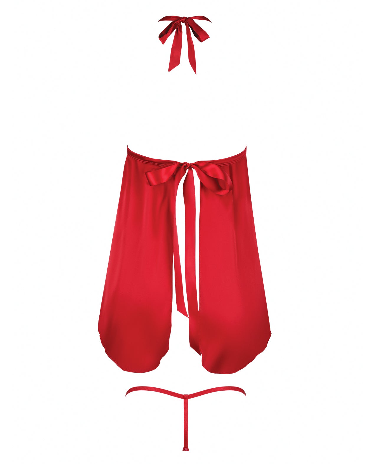 Jocelyn Lace & Satin Halter Mini Babydoll Dress w/Thong - Raspberry LG by House of Desire