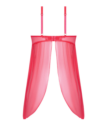 Eden Mesh Chemise Mini Dress w/Keyhole Cutout Details - Coral XL by House of Desire