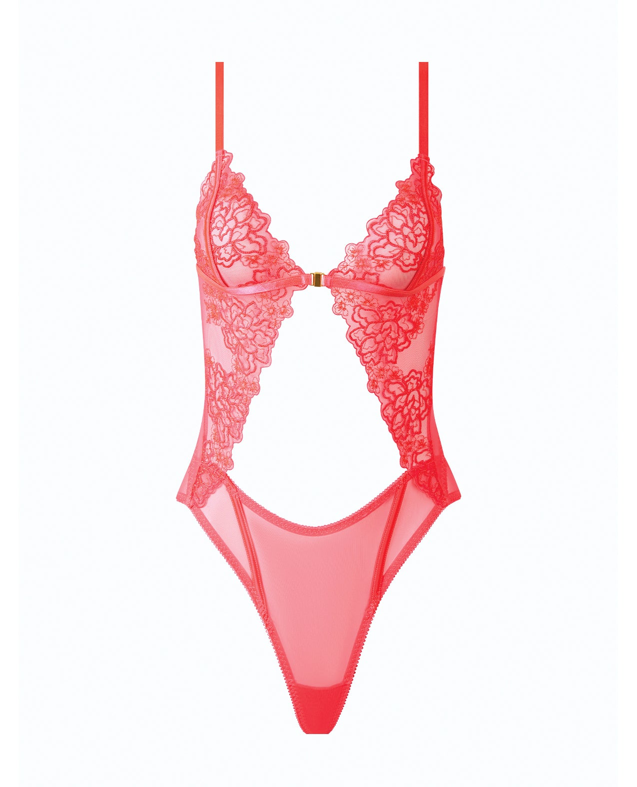 Eden Scalloped Lace High Cut Teddy - Coral MD by House of Desire
