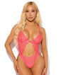 Eden Scalloped Lace High Cut Teddy - Coral XL by House of Desire
