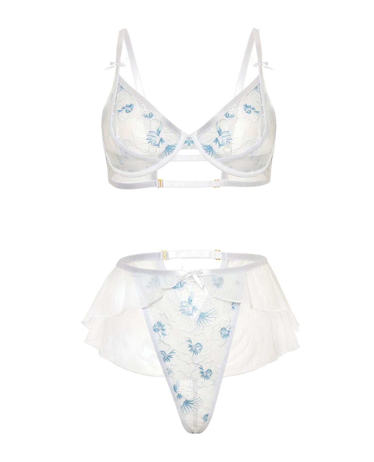 Elena Floral Embroidered 2 pc Set w/Skirted Bottom by Oh La La Cheri