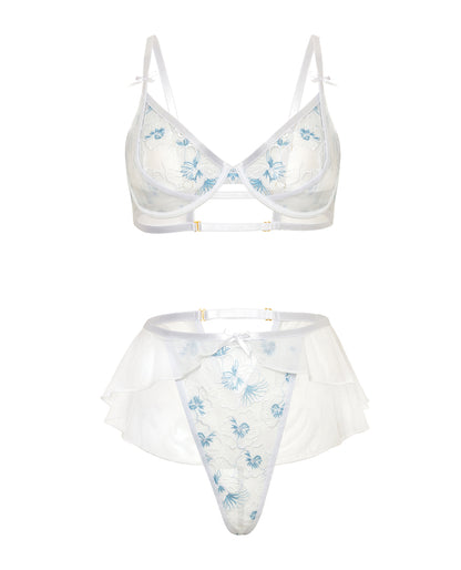 Elena Floral Embroidered 2 pc Set w/Skirted Bottom by Oh La La Cheri