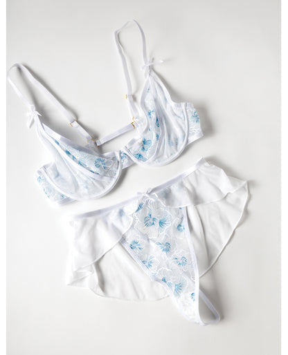 Elena Floral Embroidered 2 pc Set w/Skirted Bottom by Oh La La Cheri