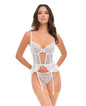 Elena Floral Embroidered Bustier w/Ruffles & Matching Panty - White SM