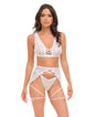 Naya Lace 3 pc Set w/Strap Details - White S/M