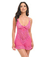 Valentine Lace Babydoll w/Bows & G-String - Rose SM